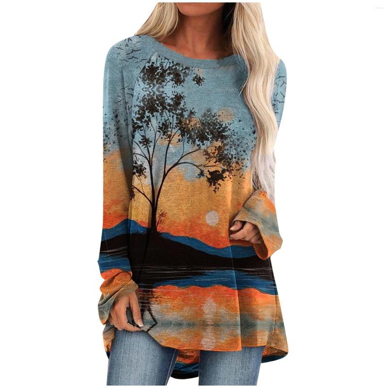 

Women' Blouses Women Mountain Printed Shirts 2023 Winter Long Sleeve Tops Woman And Blusas Muj Clothes Mujer De Moda, Sky blue