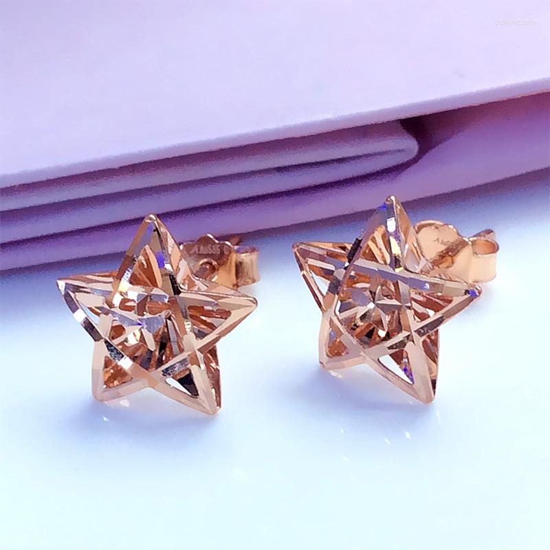 

Stud Earrings 585 Purple Gold Plated 14K Rose Exquisite Shining Star Ear Studs In Charm Romantic For Women High Jewelry