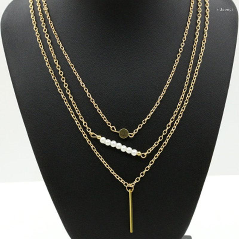 

Chains Karopel Fashion Gold Color For Women Beautiful Girl Simple Pearl Stick Multilayer Punk Hip Hop Necklace Jewelry