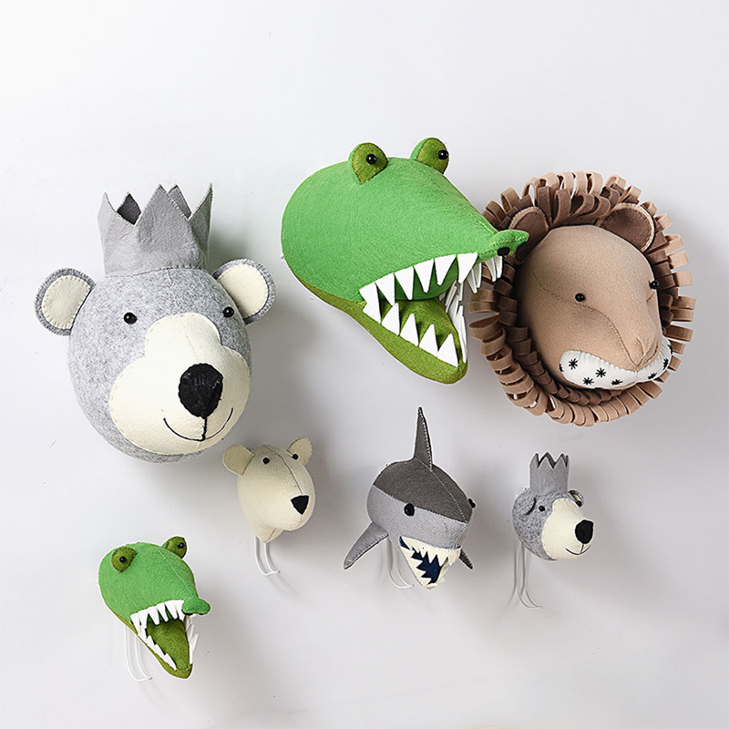 

Wall Decor Baby Girl Room Decor Animal Heads Wall Hanging Decor For Children Nursery Bedroom Decoration Soft Install Game House Stuffed Toy 230317
