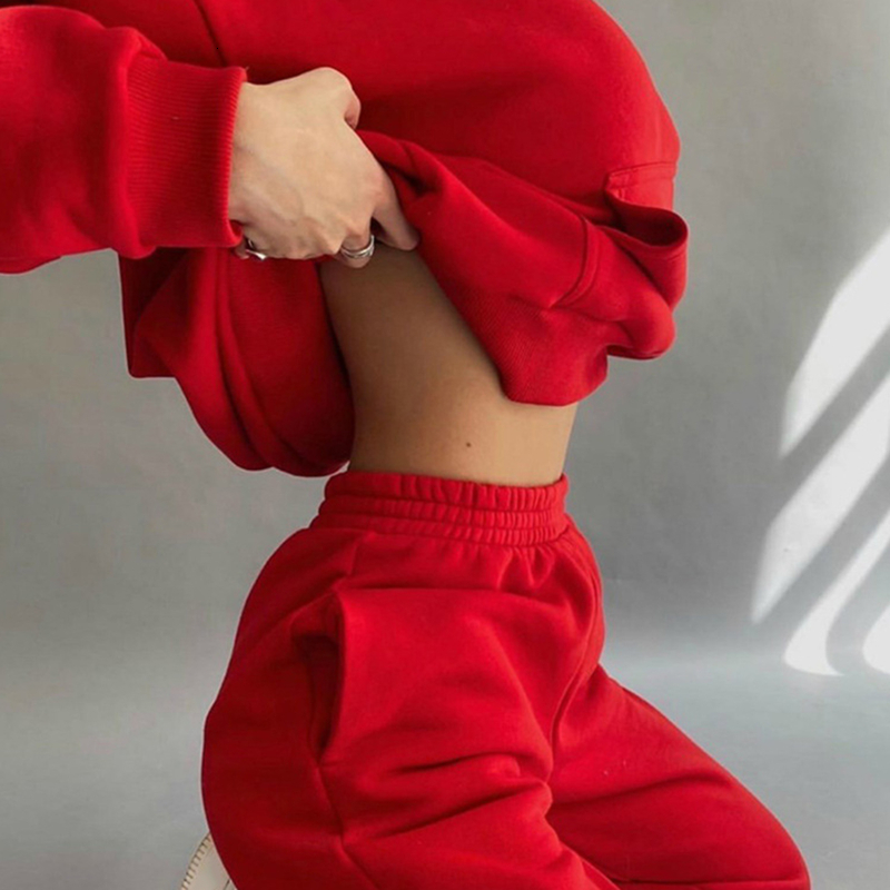 

Women s Two Piece Pants Y2k Oversized Tracksuit Women Suit Fleece Hoodies Casual Sports Set Sweatshirts Pullover Jogging Sweatpants Korean Fashion 230317, Red