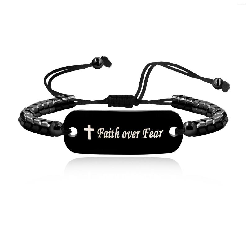 

Charm Bracelets Fnixtar 5pcs/Lot Black Hematite Beads Stainless Steel Bar Bracelet Jewelry For Mens