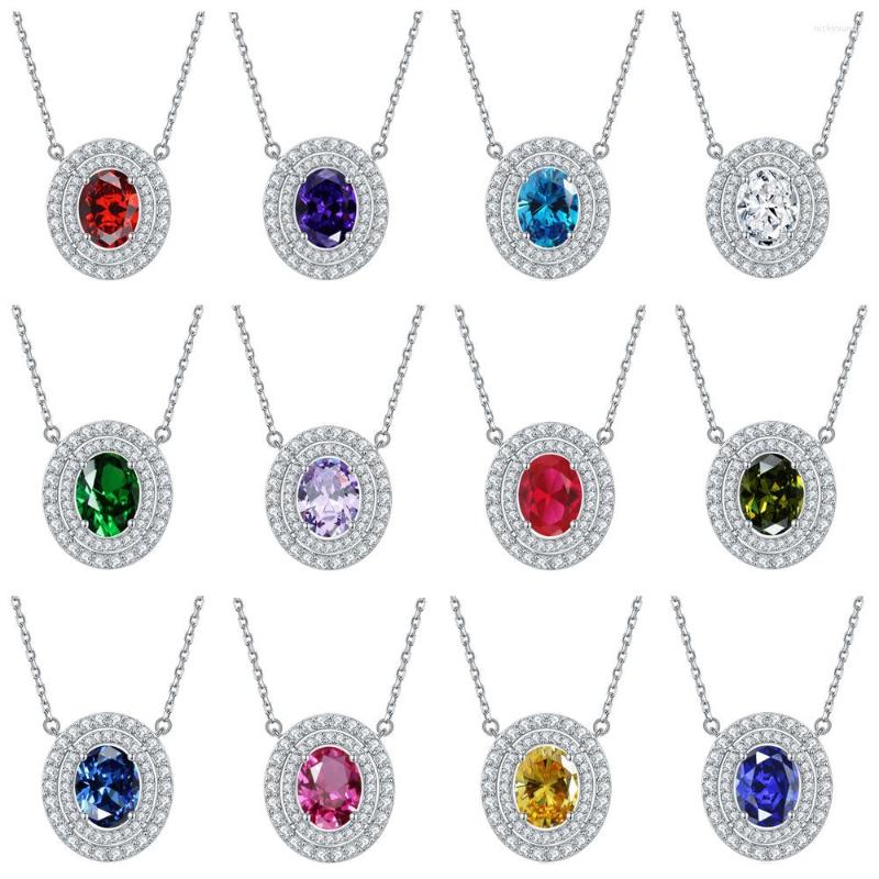 

Chains Sterling Silver Necklace Fashion Cross-border Pendant Diamond Color Treasure Clavicle Chain Twelve Birthstone