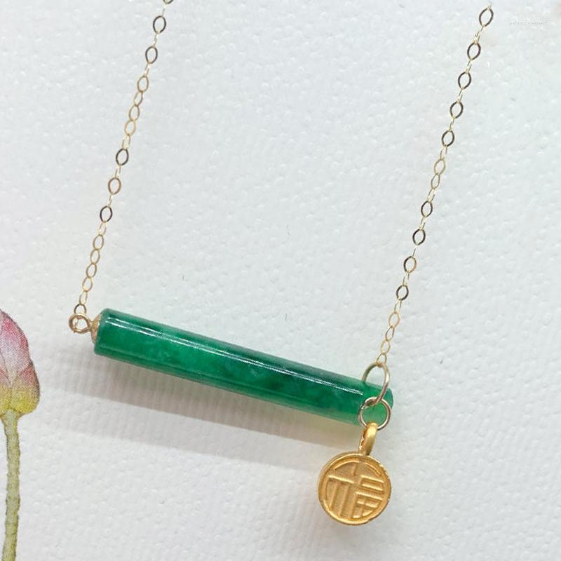 

Chains Classic Craftsmanship Silver Inlaid Natural Hetian Chalcedony Strips Ladies Necklaces Blessing Charm Engagement Party Jewelry