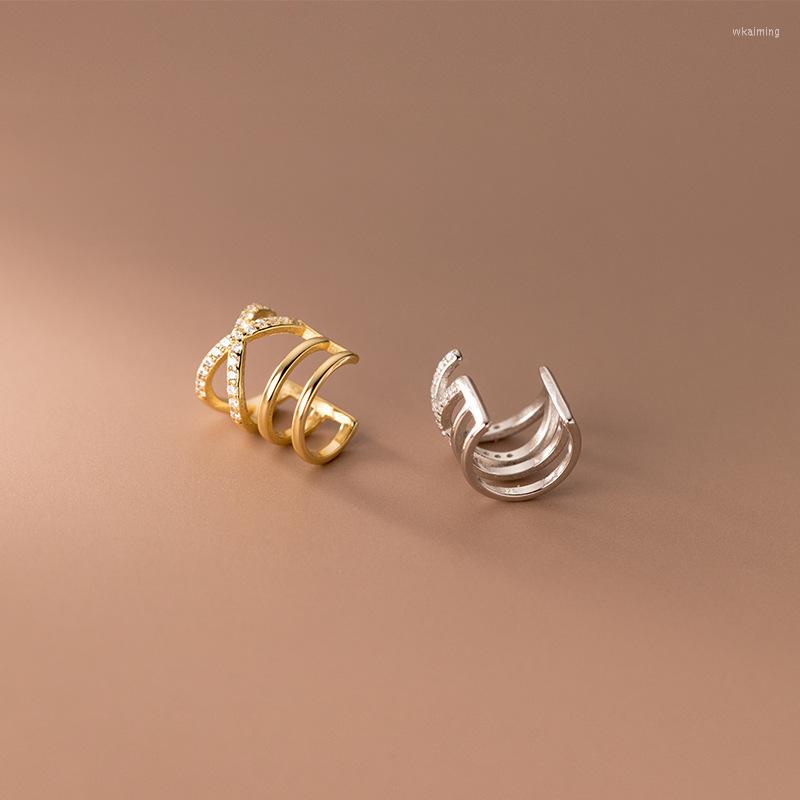 

Backs Earrings 1pc Real 925 Sterling Silver Non-pierced Multi-layered Zircon Ear Cuffs Cartilage Hypoallergenic Jewelry For Women