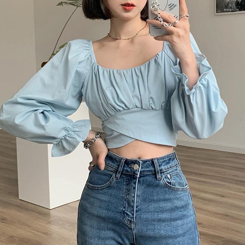 

Women's T Shirts 2023 Spring Fashion Korean Version Of Solid Color Design Back Slim Casual Long-sleeved Y2k Top With Bow Women T-shirt, Black