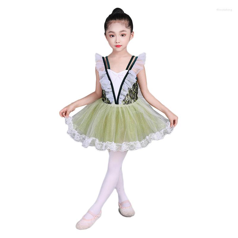 

Stage Wear Children's Ballet Performance Clothes Tutu Skirt Princess Tutus Chinese Dance Girls, Light green