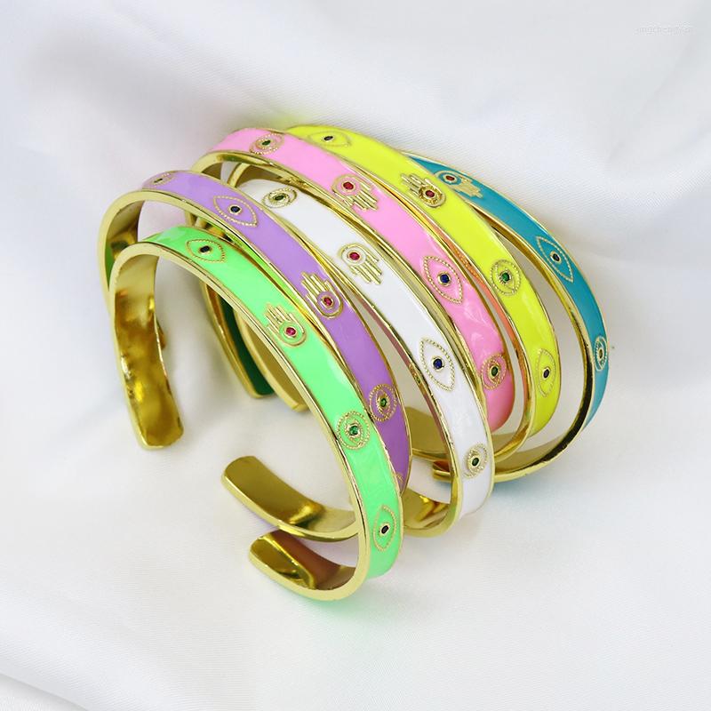 

Bangle 5 Pcs Enamel Turkish Eyes Jewelry Colorful Openable 18K Gold Plated Women 90185