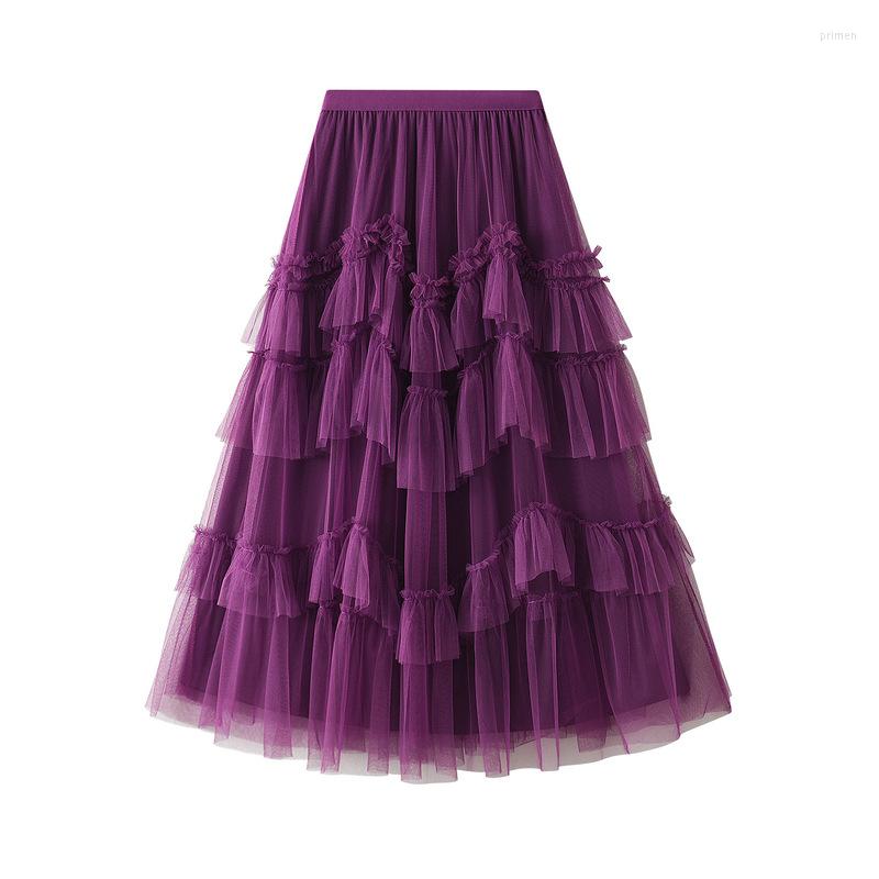 

Skirts Cake Skirt Spring 2023 Fashion Casual Mesh Long Design Half Versatile Patched Poncho, Black