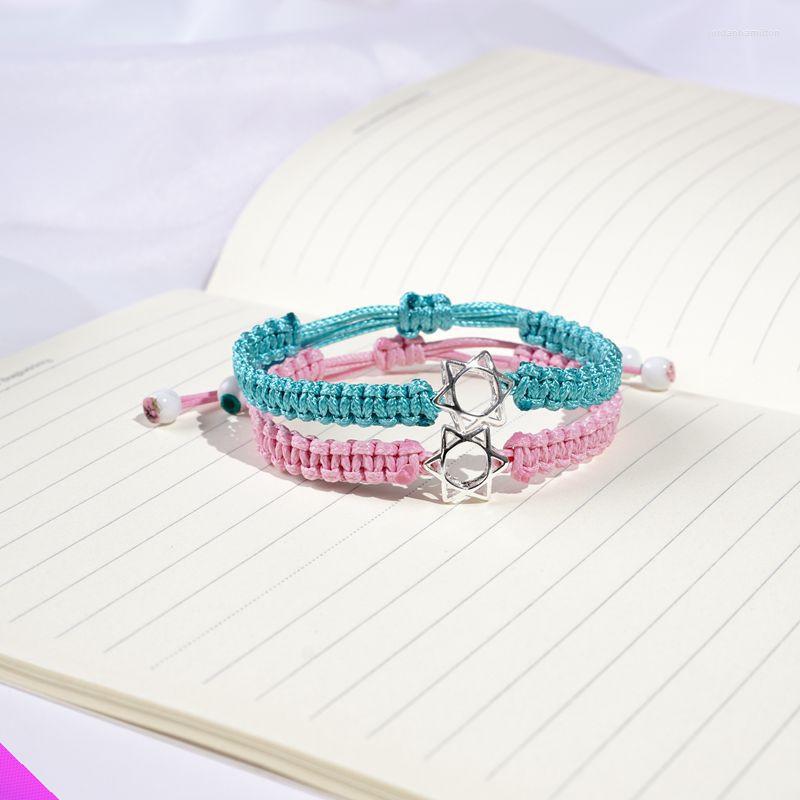 

Charm Bracelets Wholesale 10 Hexagonal Star Bracelet Faith Amulet Hand-woven Fashion Romantic Ladies Men's Rope Gift 8 Colors 2023