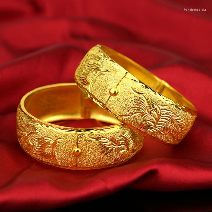 

Bangle 2pcs Womens Wedding Bridal Bracelet 18K Gold Dubai Jewelry Africa Arab Super Thick Bangles