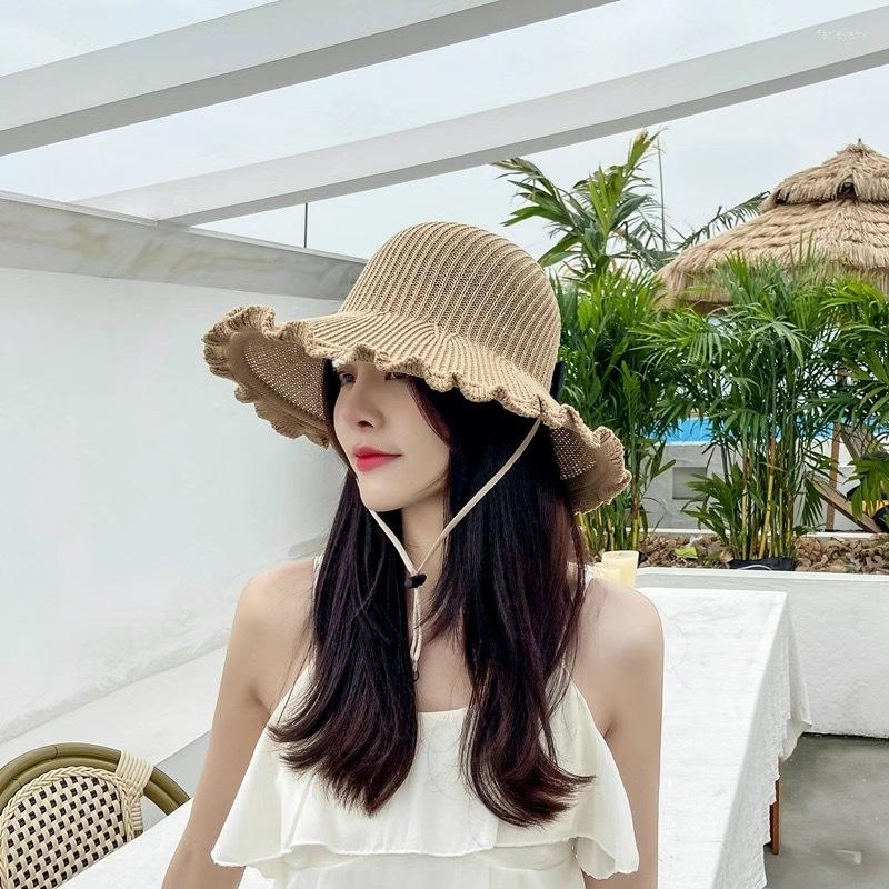 

Wide Brim Hats Women Summer Hat Visor Sun Beach High Quality UV Protect Travel Cap Lady Edge Female, Beige