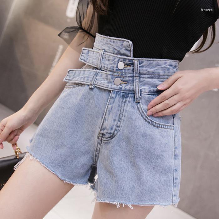

Women's Shorts 2023 Summer Spring Womens Irregular High Waisted Wide Leg Blue Black Denim Jeans For Woman, Black grey