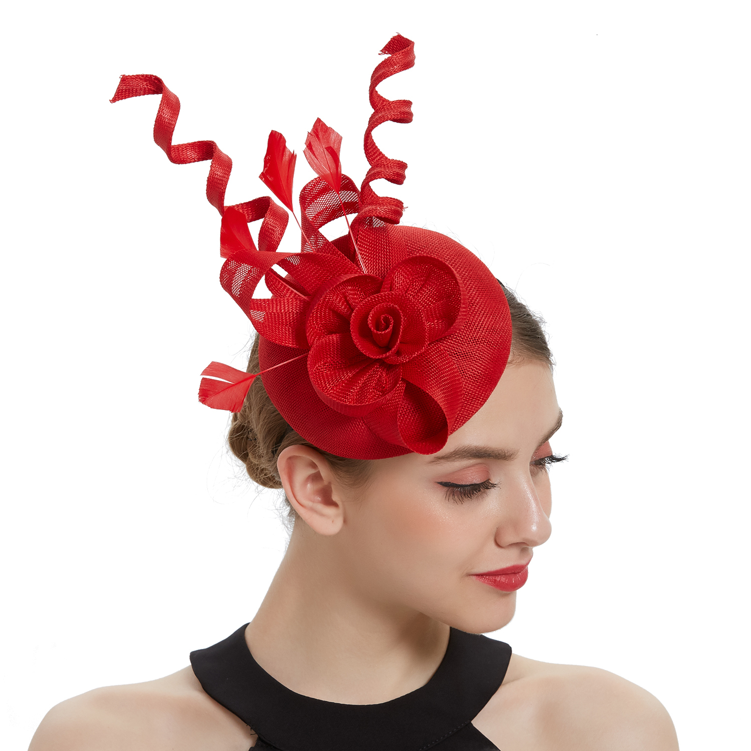

Stingy Brim Hats Fascinator Hat for Women Cocktail Tea Party Kentucky Fascinator Hat Pillbox Hat Derby Peacock Feather Fascinator Headwewar 230316, Black