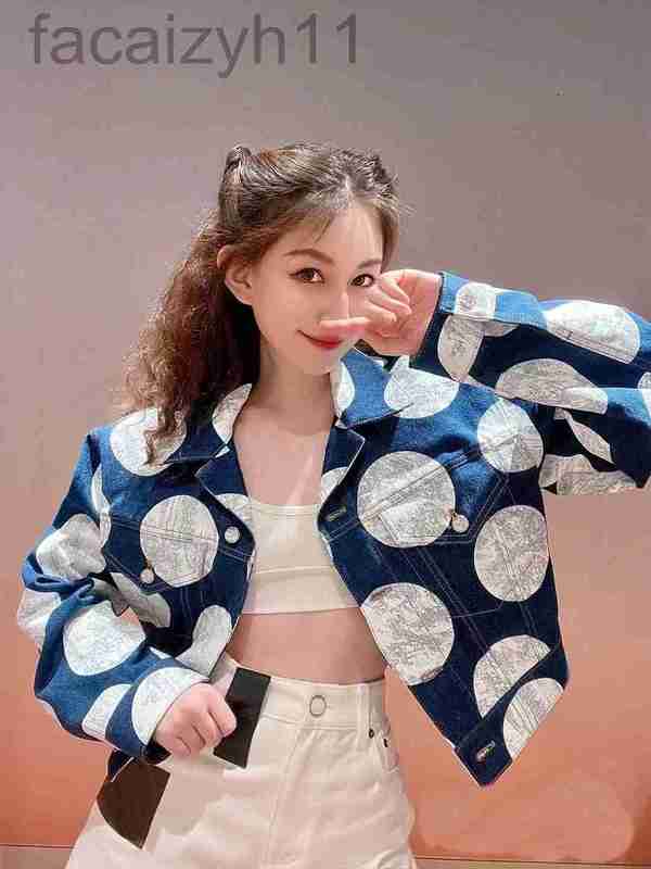 

designer brand jacket 2022 new women' autumn winter printed denim spring fashion upscale coat gift Valentine' Day birthday PTLF, Blue