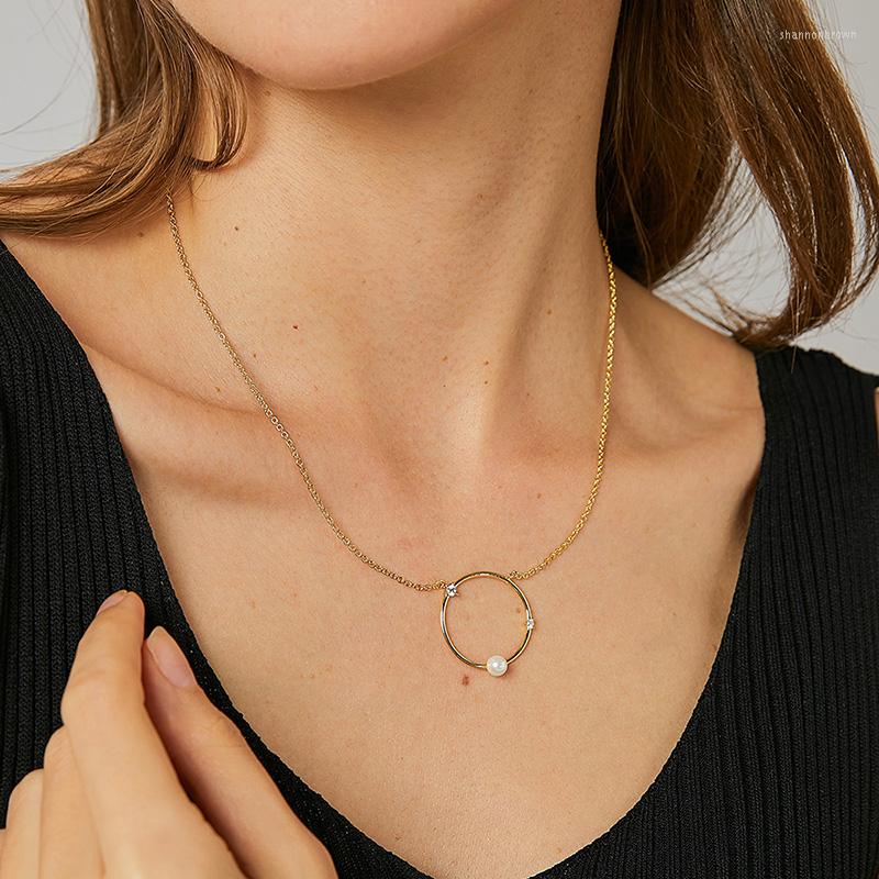 

Pendant Necklaces Fashion Crystal Pearl Geometric Necklace Women French Classic Clavicle Chain Girls Dress Jewelry Accessories Gift