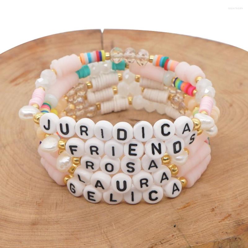 

Strand Go2boho Letter Bracelet For Girls Polymer Clay Pulseira De Contas Boho Missangas Jewelry Stretch Heishi Bead Bracelets Filles
