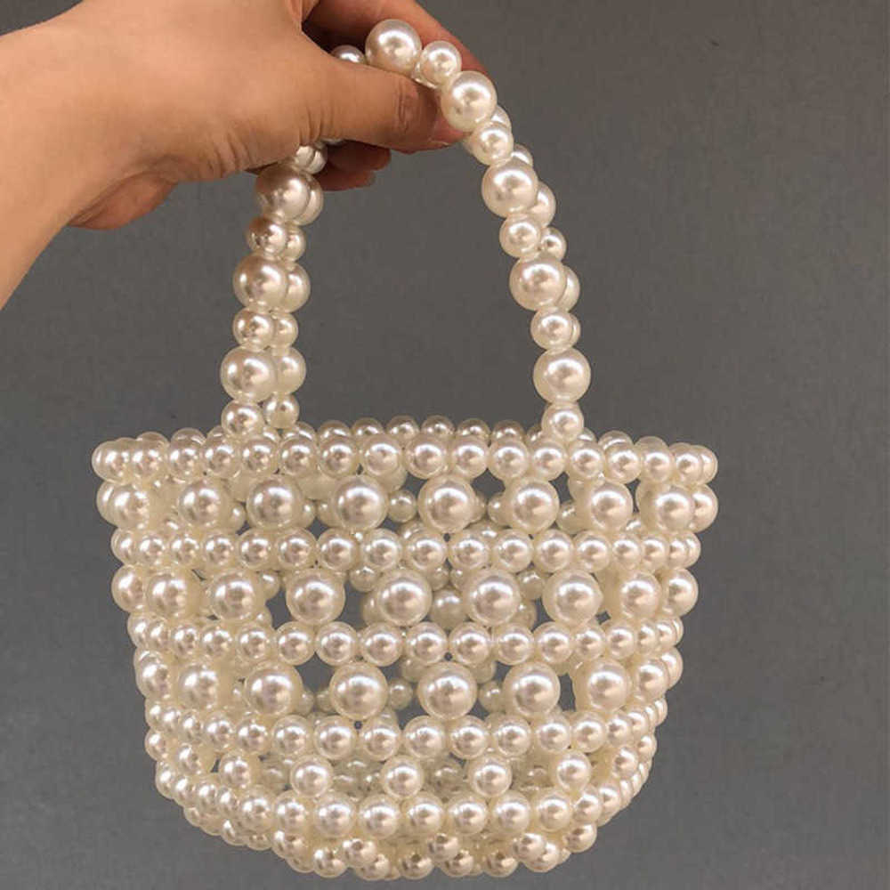 

Handheld bucket pearl bag, artificial woven shrimp, spring and summer multi-color three-dimensional hollowed-out imitation women's bag 230304, Hla00042