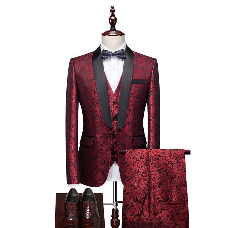 

Men's Suits & Blazers Mens 3 Piece Latest Coat Pant Designs Tuxedo Burgundy Lapel Party Dress Groom Suit Men For Wedding Blazer JacketMen's, Black