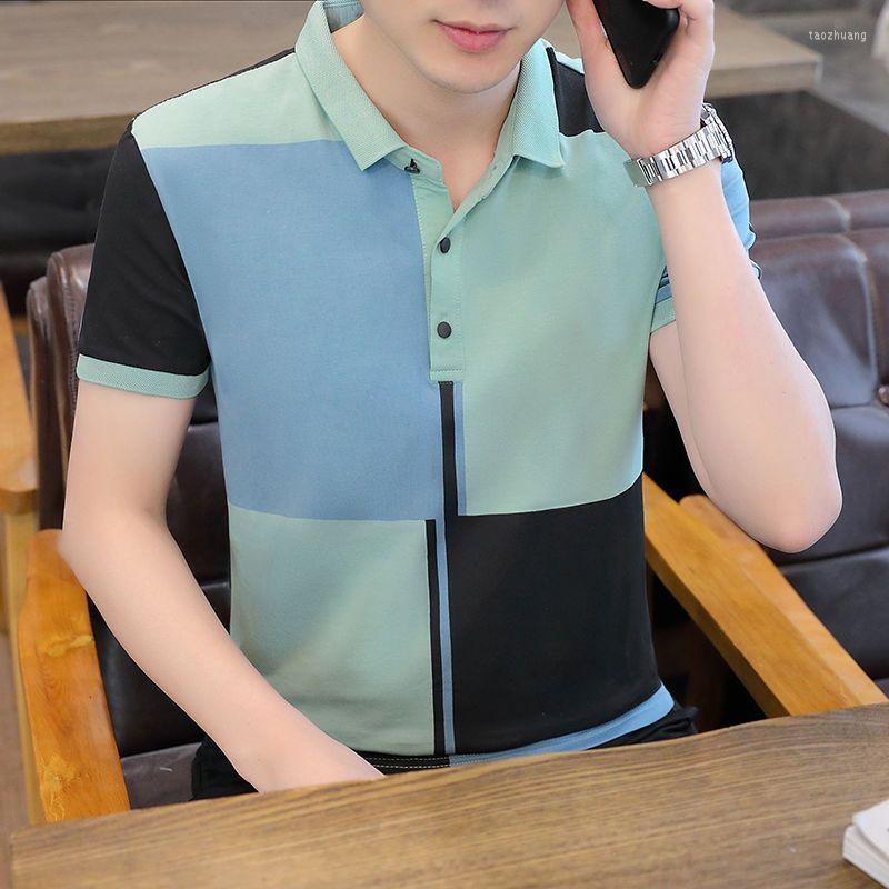 

Men's Polos Fashion Lapel Spliced Color Polo Shirts Men's Clothing 2023 Spring Oversized Casual Pullovers Tops Loose Korean T-Shirt, Khaki