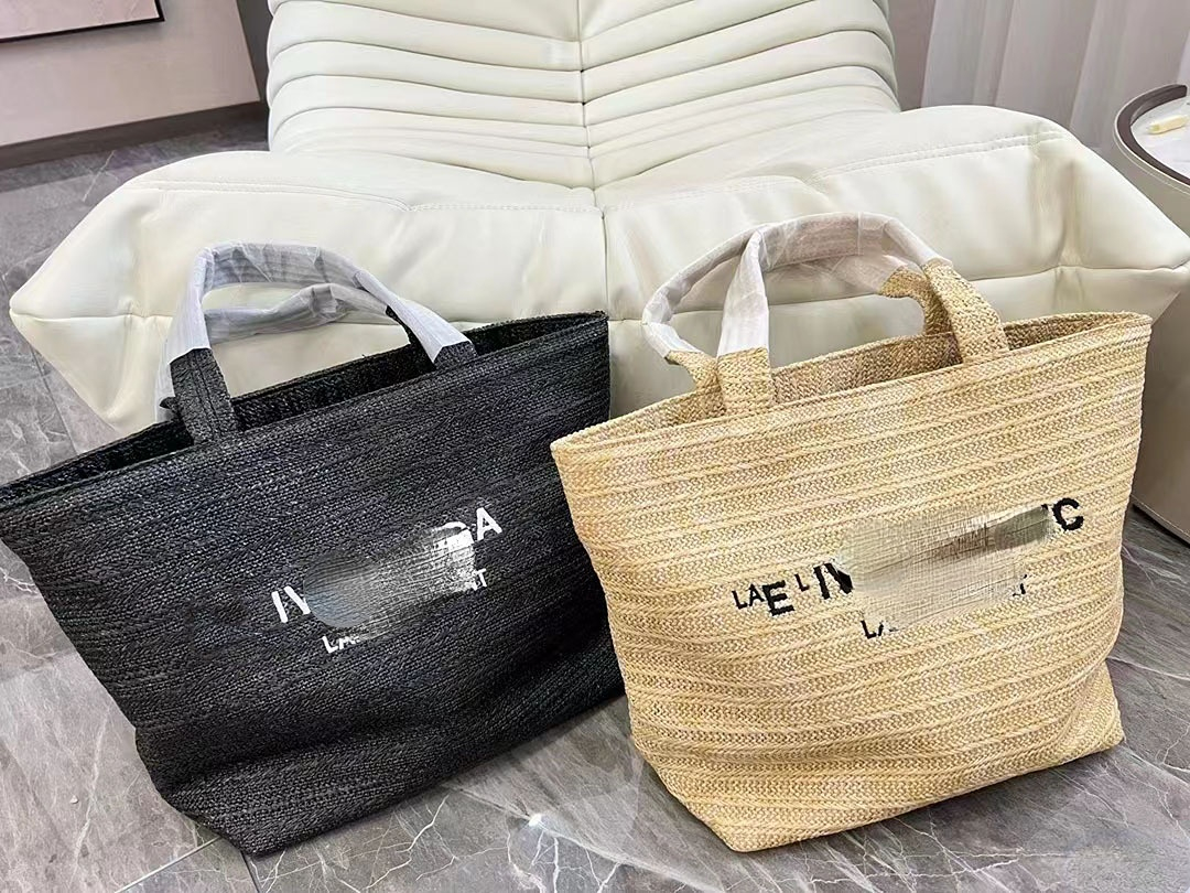 

2023 New Woven Bag Evening Bags Fashion Crochet Portable Large Capacity Holiday Shopping Straw Braided Bag, Black