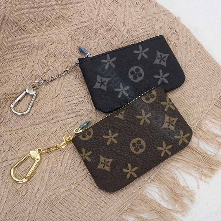 

Key wallet pouch m62650 womens coin purse mens black flower poke card holder keychain Genuine Leather luxury Designer small zippy wallets Purses CardHolder retro, Damier graphite