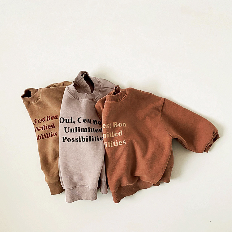 

Hoodies Sweatshirts 9147 Korean Style Sweater Winter Clothing Simple Leisure Small English Letters Pullover Boys And Girls Plush Velvet Shirts 230317, Red