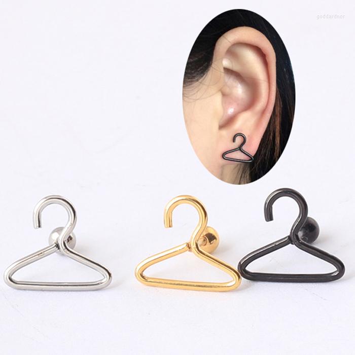 

Stud Earrings 2 Pieces Simple Brief Titanium Steel Men Women Screw Pierced Hollow Hanger Unisex Earring 825 Wholesale Price