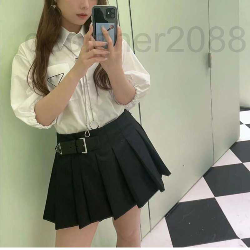 

Skirts designer Fashion triangle nylon pleated skirt Women' 2023 summer new high-waist versatile slim NO40, Pleated skirts