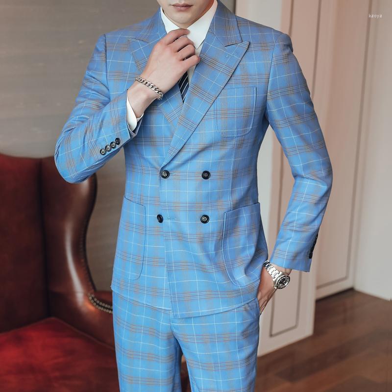 

Men's Suits Brand Fashion Men's Suit Peaked Collar Groom Wedding Man Dress Luxury Slim Piece (jacket Vest Trousers), Royal blue