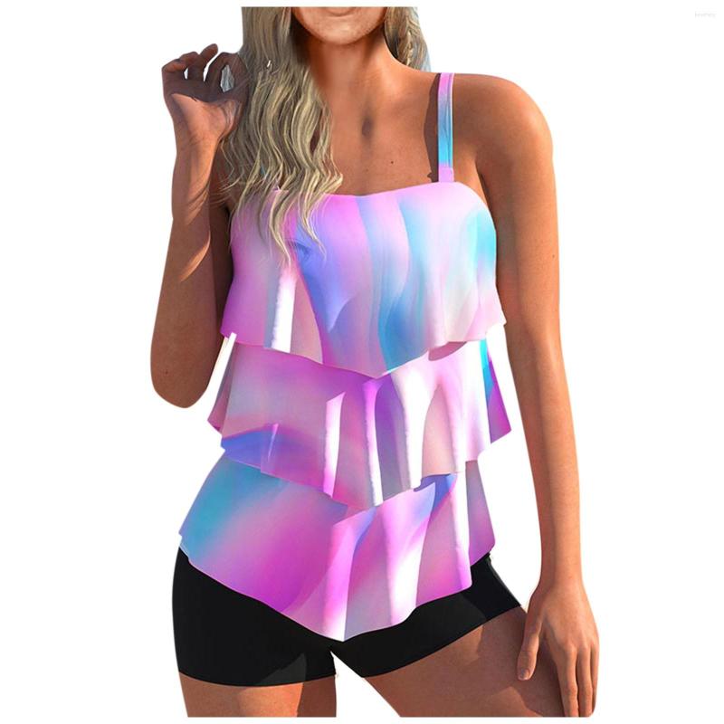 

Women's Swimwear Women's Tankini 2 Piece Plus Size Swimsuit Slim Tie Dye Bikini Set Bathing Suits Colorful Sexy Women, Blue