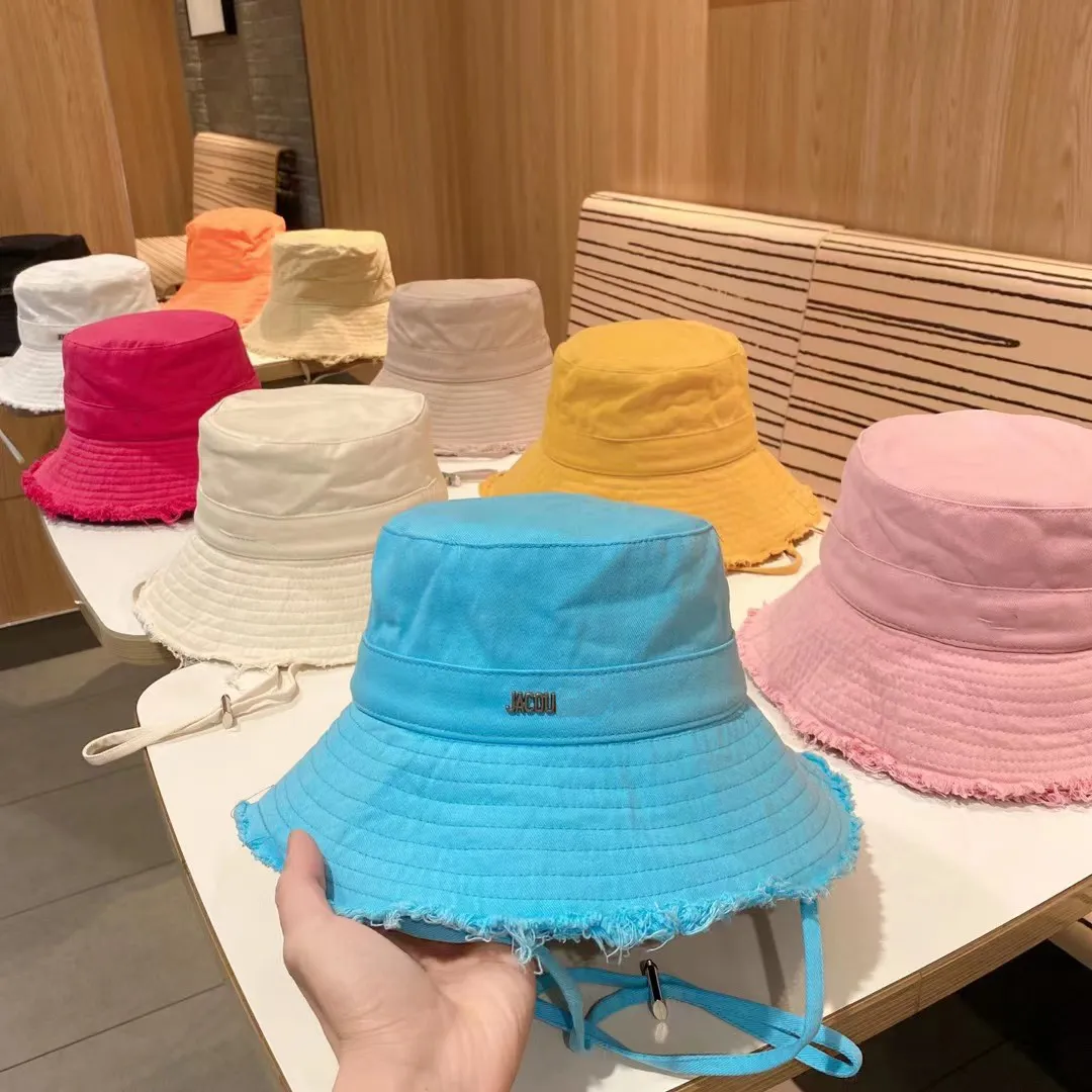 

Classic Designer Bucket Hat For Women Frayed Cap Wide Brim Hats Summer Fitted Fisherman Beach