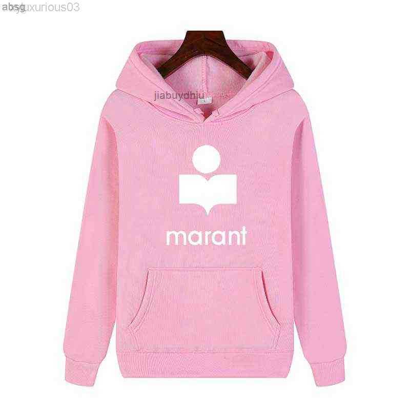 

2023 Autumn Winter Men Female Hoodies Marant Printed Male Sweatshirts Fashion Warm Streetwear Man High Quality, Pink black