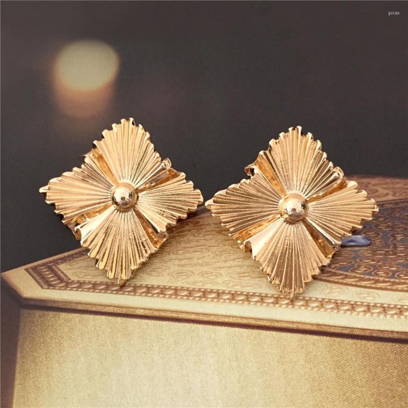 

Stud Earrings Chic Gold Color Plating Paper Folding Effect Textured Square For Women Girl Elegant Gorgeous Casual Party Jewelry