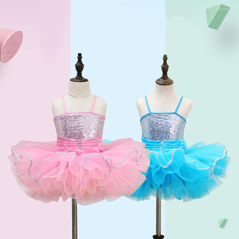 

Stage Wear 2023 Est Girls Leotard Gymnastics Clothing Kids Skate Competition Performance Costumes Unitard Ballet Dress For 2-8Y Child, Pink