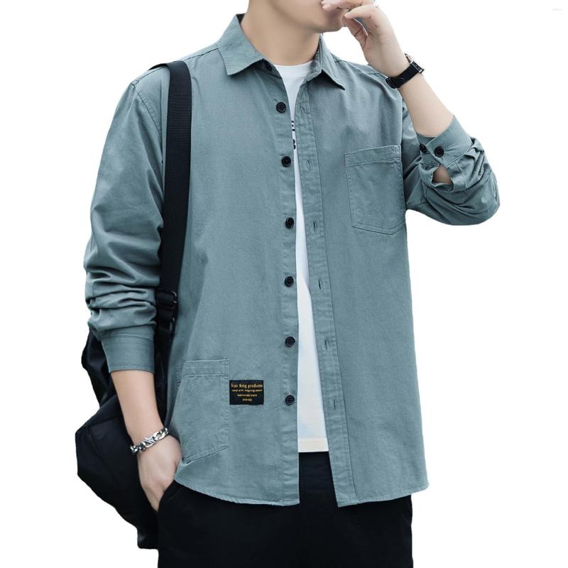 

Men's Casual Shirts Autumn Men's Cotton Long Sleeve Shirt Korean Style Loose Trendy Fashion All-match Top Male Spring Classic Brand, Green