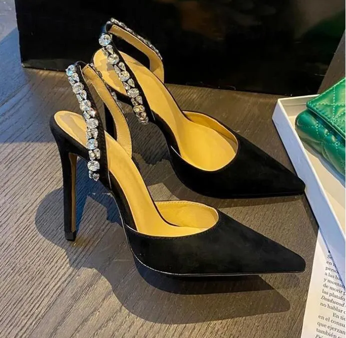 

Fashion stiletto heel Dress ShoesAbdul Sandals Designer Shiny Rhinestone slingbacks Sandal Top quality patent leather high heeled shoe
