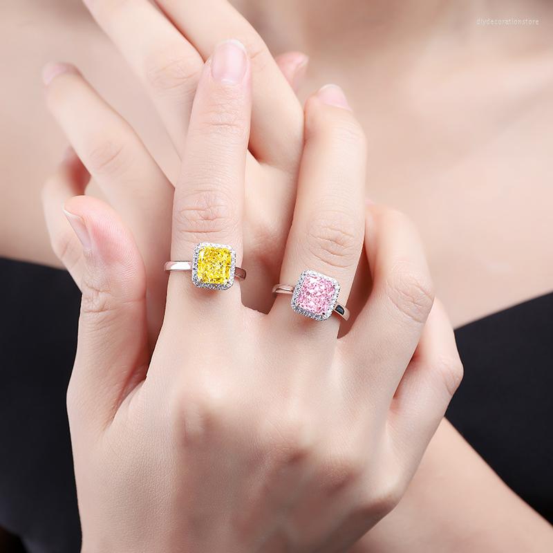 

Cluster Rings Wholesale Fashion 3.0ct Simulated Pink Yellow Diamond 925 Silver Jewelry Ring Of Radiant Cutting