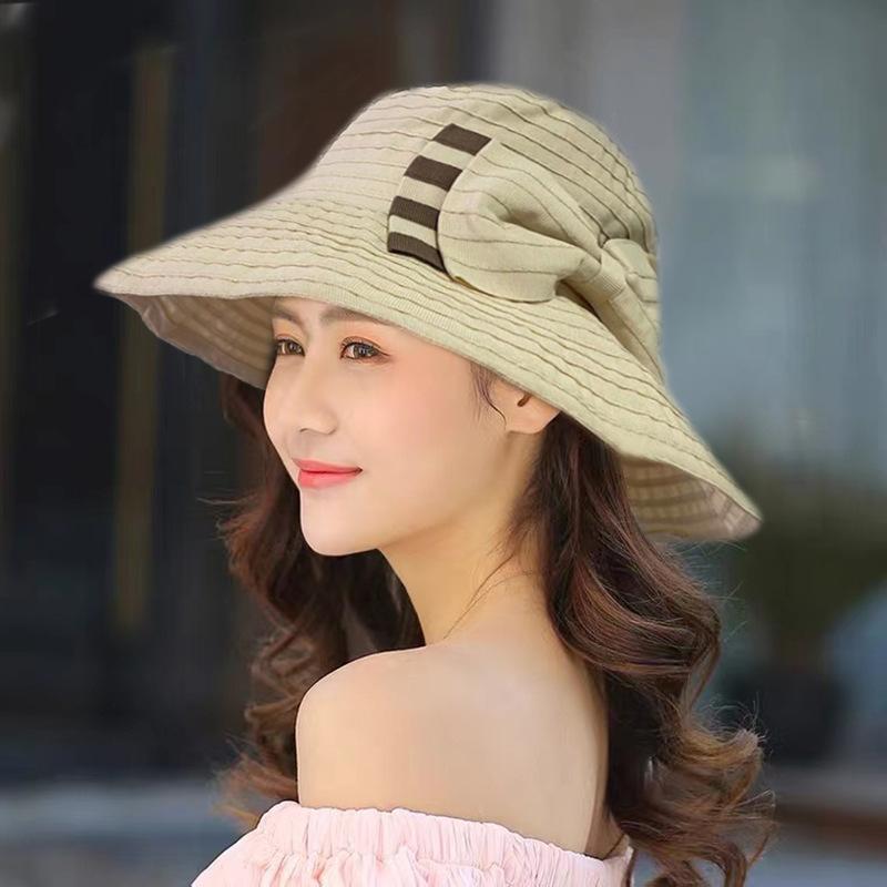 

Wide Brim Hats Women Big Bow Sun Hat Summer For Fashion Beach Street Protection Bucket Female Shade CapsWide