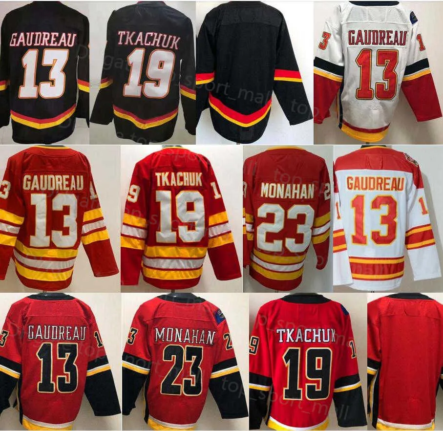 

Hockey Jerseys Reverse Retro 19 Matthew Tkachuk ICE 13 Johnny Gaudreau 23 Sean Monahan 00 Team Blank Black Red White Orange Men Sport ice ho, 13 heritage classic