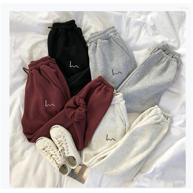 

Women's Pants 1116 Winter Women Stripes Embroidery Gray Black Fleece