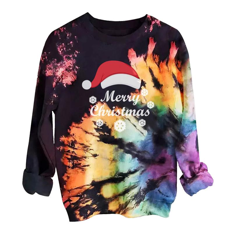 

Women' Hoodies & Sweatshirts Red Christmas Hat Print Sweatshirt Tracksuit Tops O-neck Long Sleeve Pullovers Female Girls Casual Woman Cloth, Rd