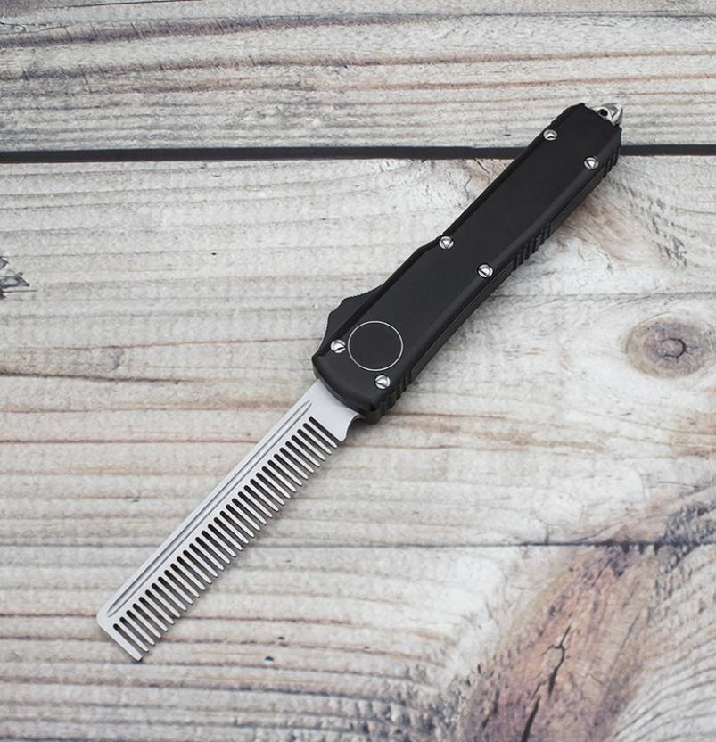 

SUZAKU MADE tactical beard comb UT automatic knife black aviation aluminum alloy handle sharp D2 blade pocket EDC cool tools custo5423243
