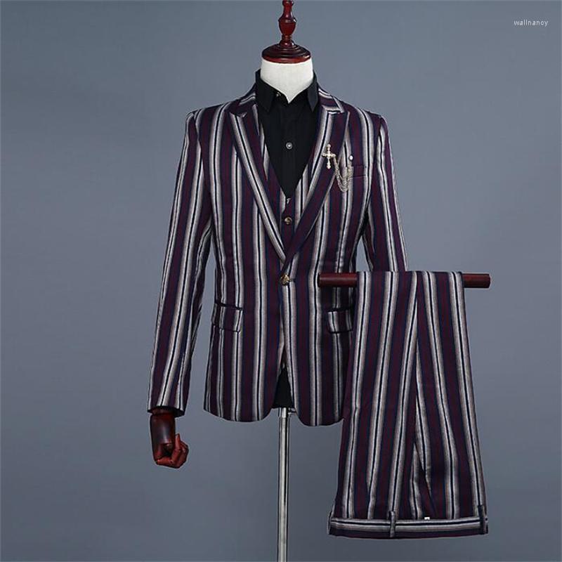 

Men' Suits Color Stripes Mariage Groom Wedding For Men Blazer Boys Prom Fashion Slim Masculino Latest Coat Pant Designs Korean, Multi