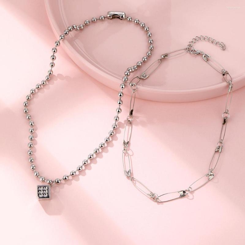 

Choker Gothic Style Gold Color Dice Multilevel Chain Pendant Necklaces For Women Paper Clip Necklace Female Boho Party Jewelry Gift