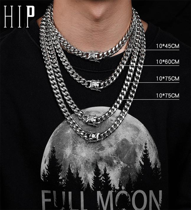 

Hip Hop Stainless Steel Cuban Link Chain Sliver Color Necklace Fashion Jewelry Charm For Men Jewelry Gift8422370