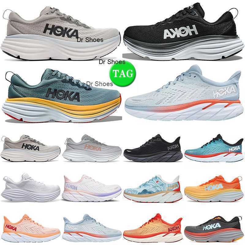 

hoka bondi 8 running shoes for men women hokas Black White Summer Song Shark Grey Goblin Blue Harbor Mist Real Teal mens trainers outdoor, #6