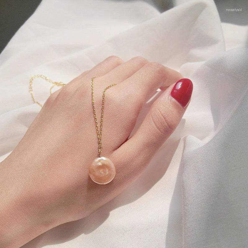 

Choker Fashion Simple Natural Pink 12MM Baroque Shaped Pearl Necklace