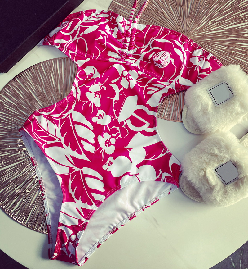 

Classics Printed Swimwear Designer One Piece Swimsuits 2023 Fashion Monokini Floral Sexy Bikini Set Women Beachwear Halter Push Up Bathing Suits  Fast Shipping, Ych 30 red
