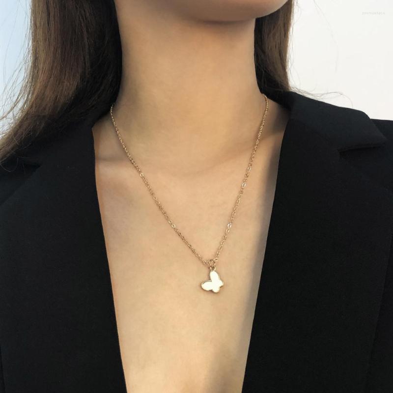 

Pendant Necklaces Lalynnly Cute Butterfly Necklace Simplification Dripping Oil Choker Chain Jewelry Chic Women Gift N7855
